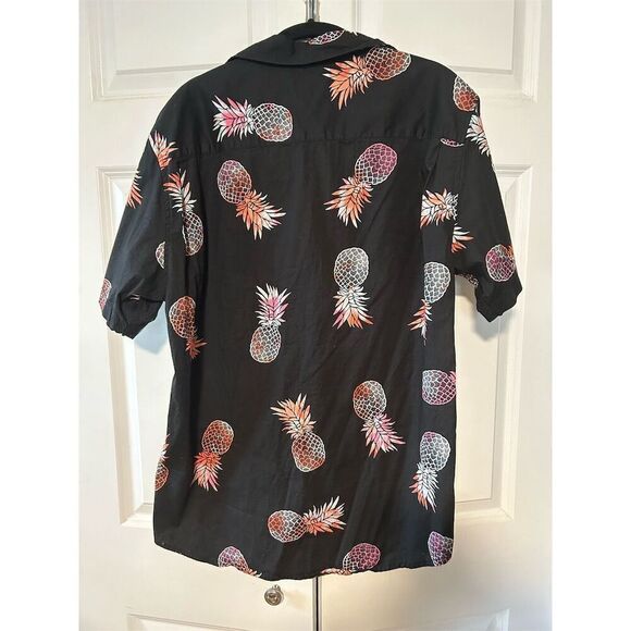 Matix Men's Pineapple Print Short Sleeve Button-Up Shirt Black XL - Picture 6 of 6